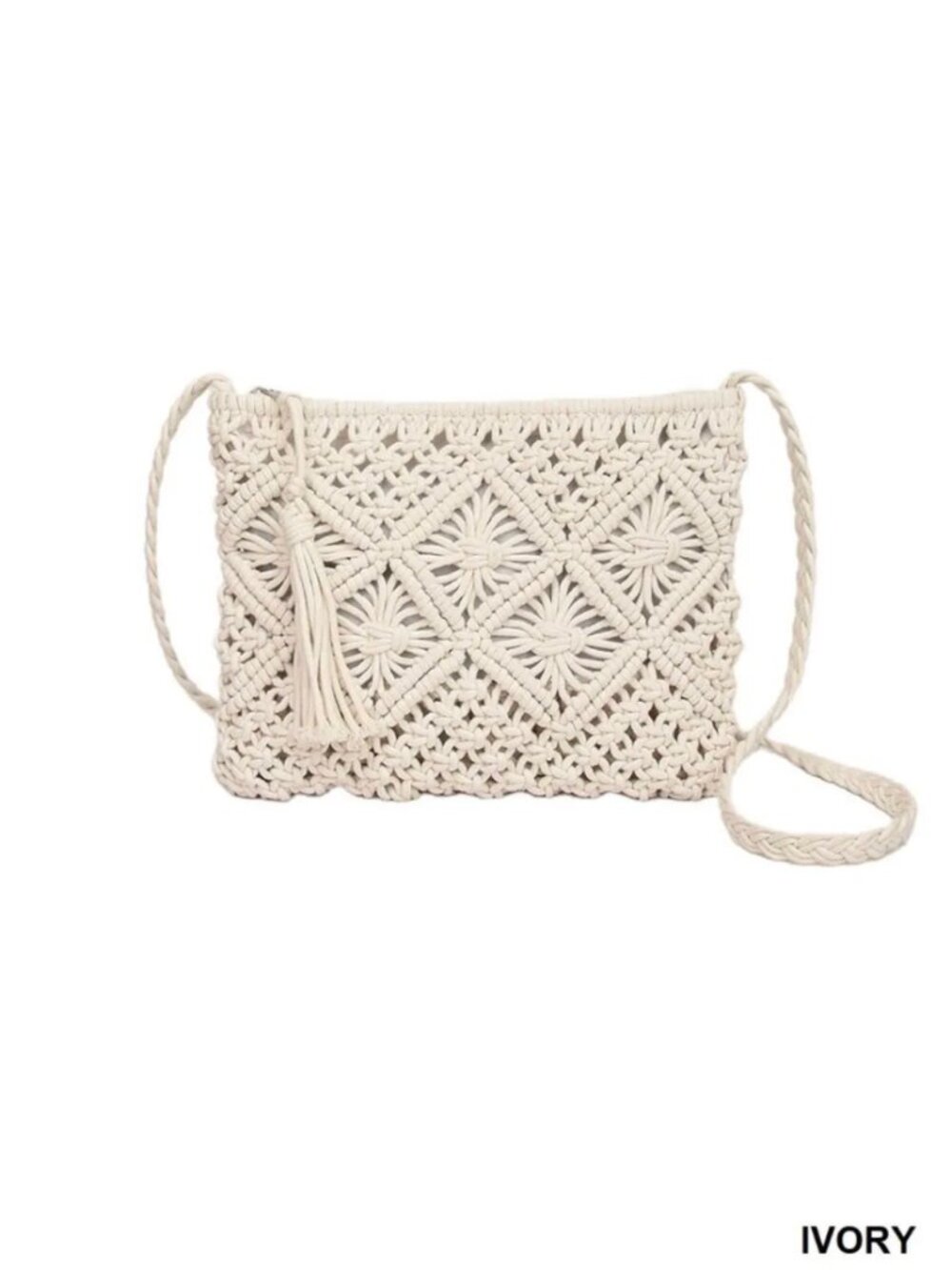Boho Crochet Crossbody Bag Women Woven Straw Beach Purse Summer Shoulder Bag